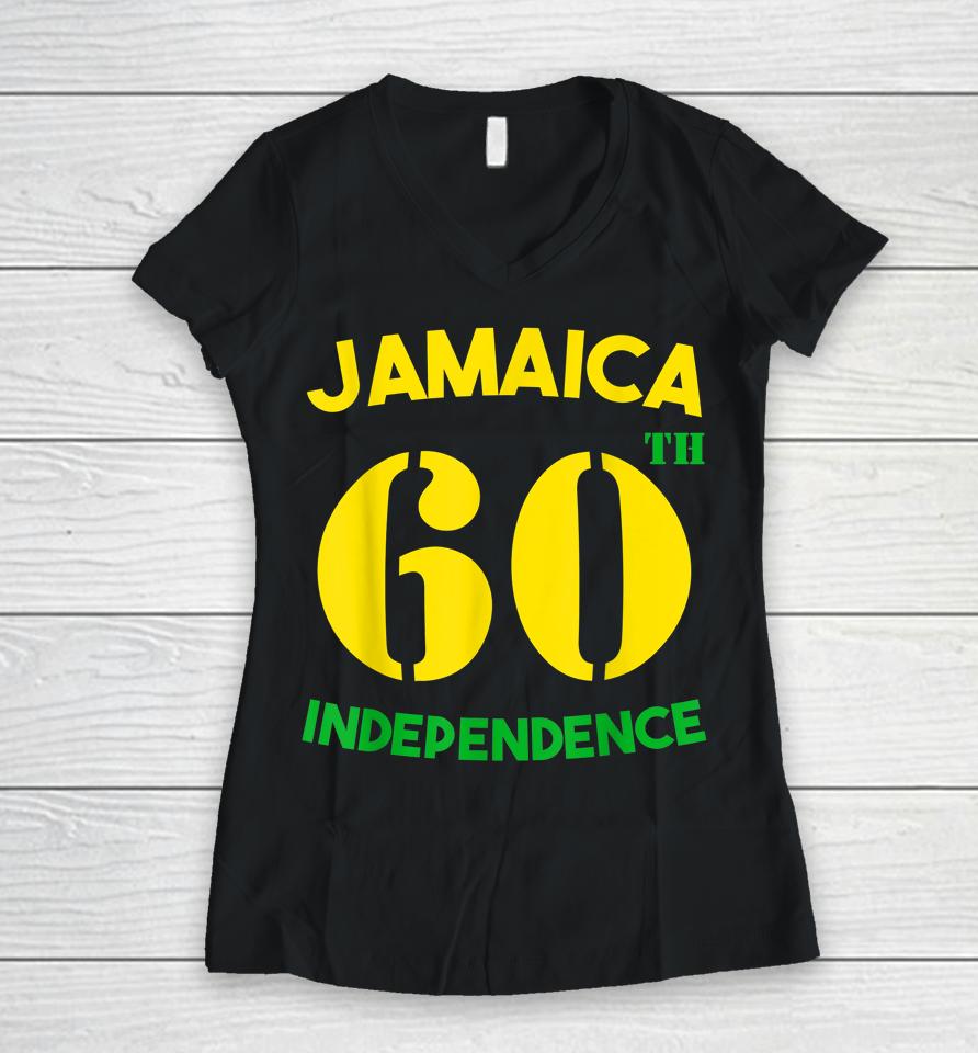 Jamaica 60Th Celebration Independence Day 2022 Jamaican Women V-Neck T-Shirt
