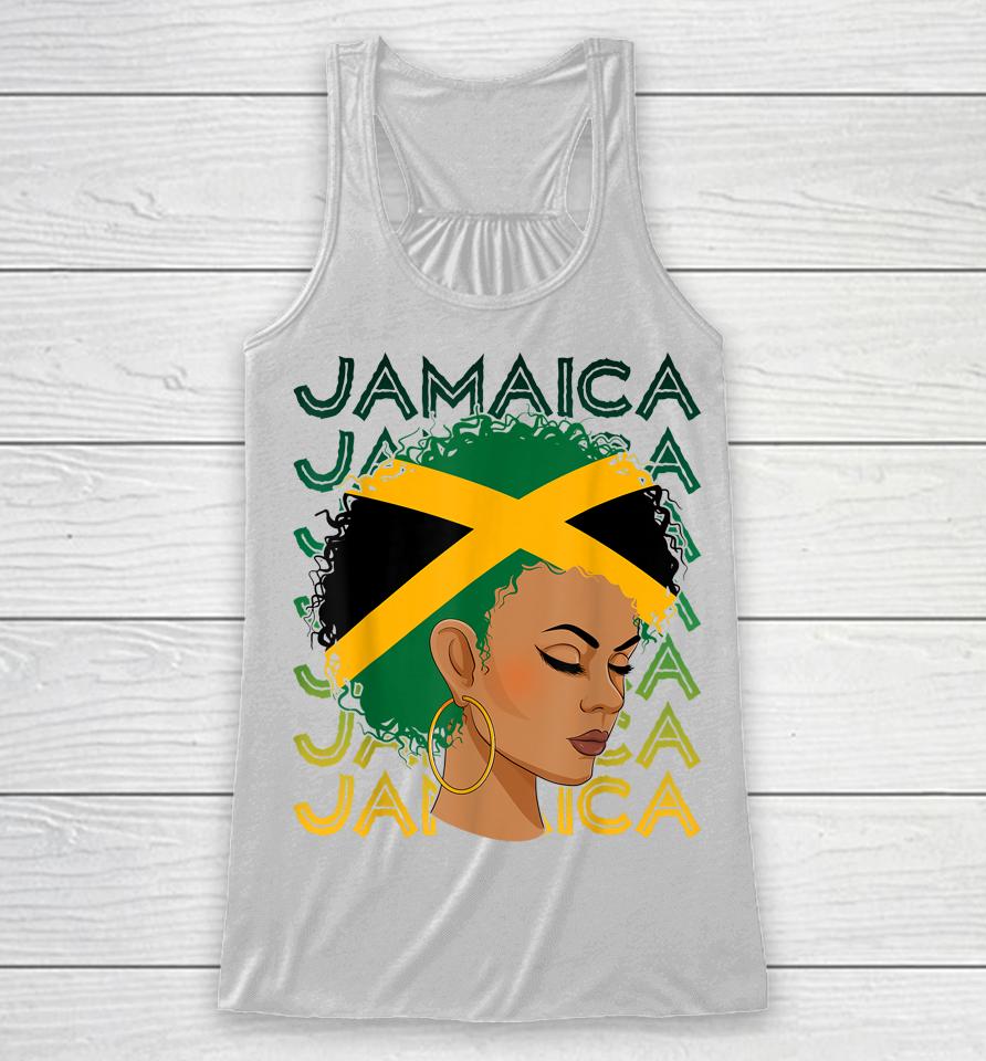 Jamaican Black Girls Jamaica Flag Hair Womens Woman Racerback Tank