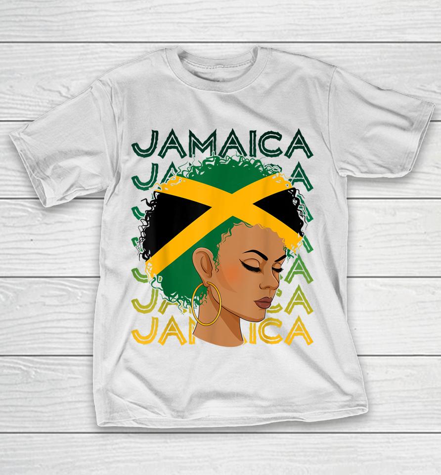 Jamaican Black Girls Jamaica Flag Hair Womens Woman T-Shirt