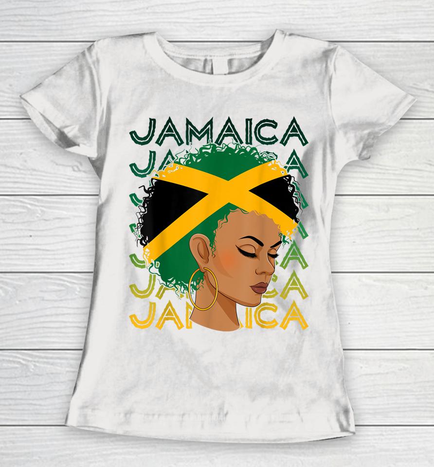 Jamaican Black Girls Jamaica Flag Hair Womens Woman Women T-Shirt