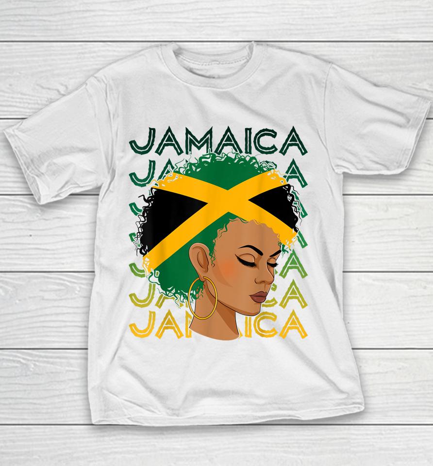 Jamaican Black Girls Jamaica Flag Hair Womens Woman Youth T-Shirt