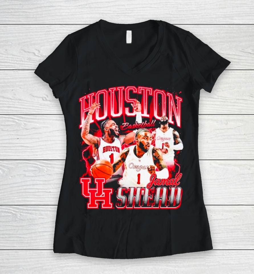 Jamal Shead Houston Cougars Ncaa Men’s Basketball Player Women V-Neck T-Shirt