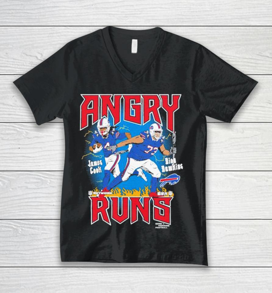 James Cook &Amp; Dion Dawkins Buffalo Bills Homage Unisex Angry Runs Player Graphic Unisex V-Neck T-Shirt