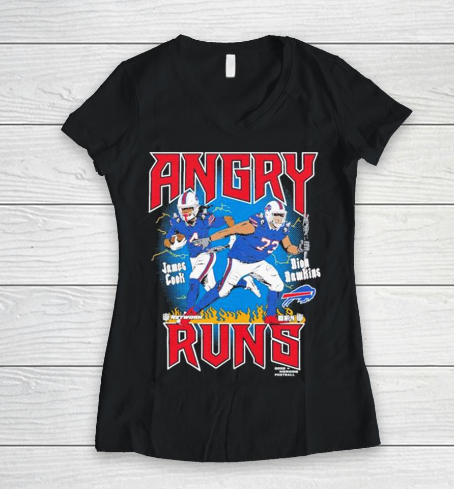 James Cook &Amp; Dion Dawkins Buffalo Bills Homage Unisex Angry Runs Player Graphic Women V-Neck T-Shirt
