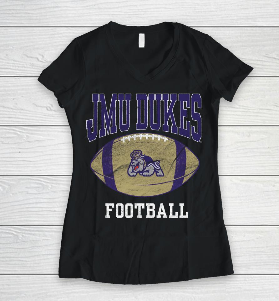 James Madison University Jmu Dukes Football Women V-Neck T-Shirt