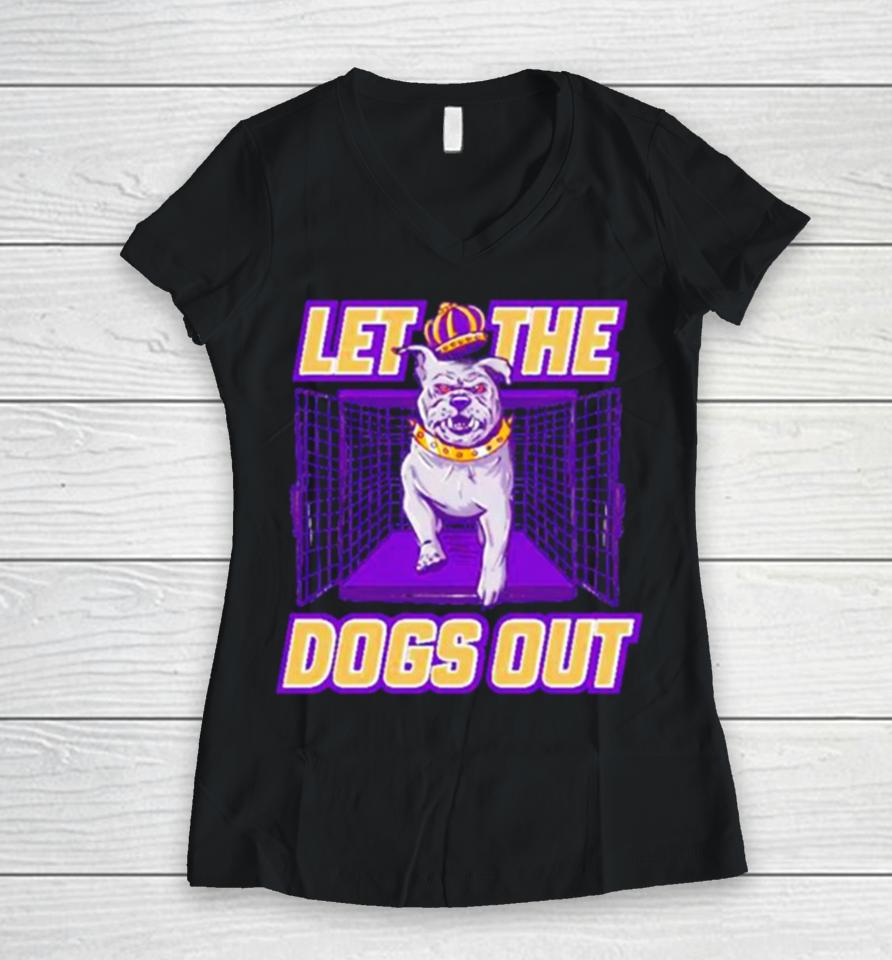 James Madison University Let The Dogs Out Women V-Neck T-Shirt