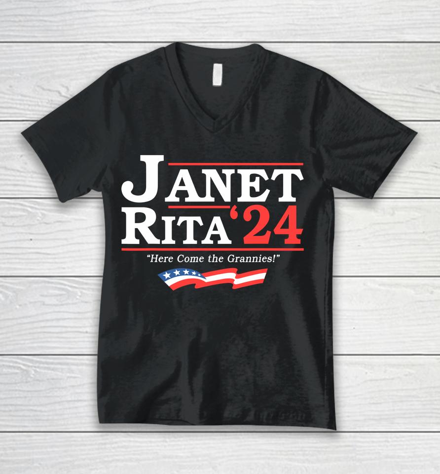 Janet And Rita 2024 Here Come The Grannies Unisex V-Neck T-Shirt