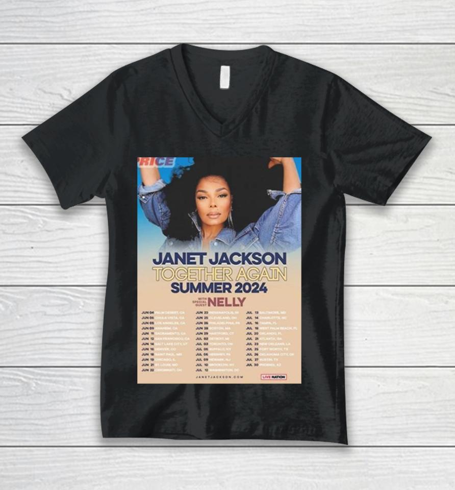 Janet Jackson Together Again Summer Dates Tour 2024 Unisex V-Neck T-Shirt