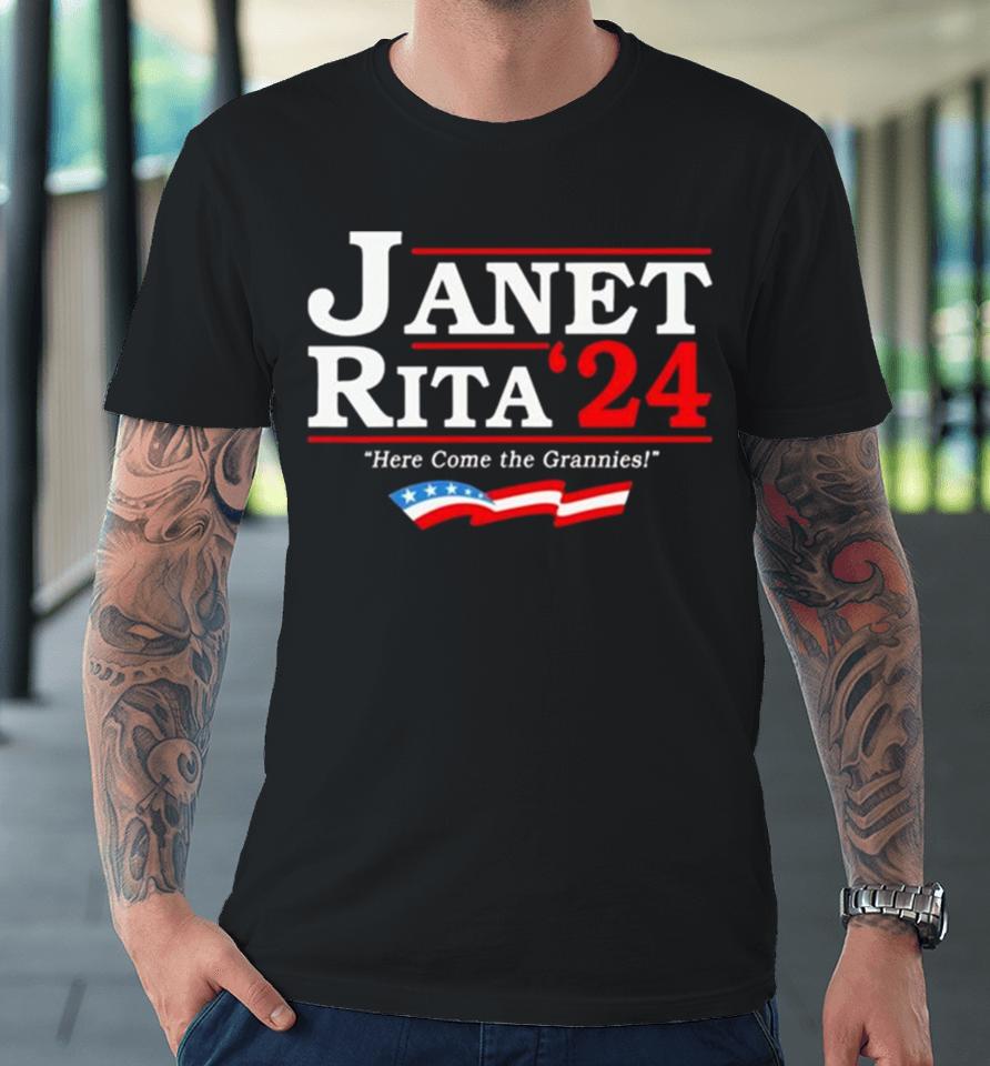 Janet Rita 24 Here Come The Grannies Usa Flag Premium T-Shirt
