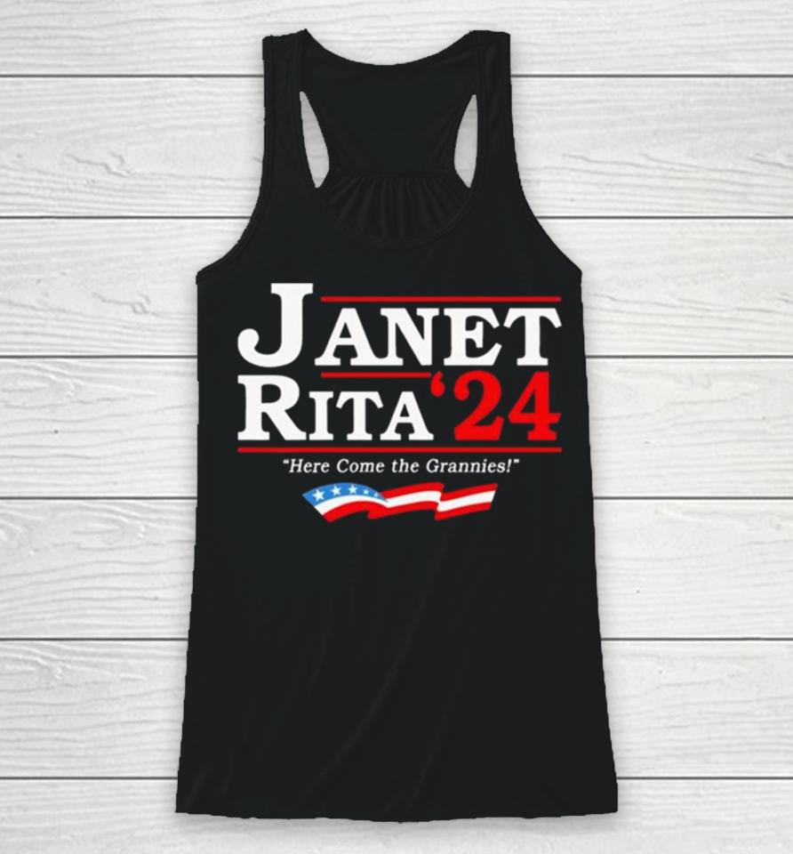 Janet Rita 24 Here Come The Grannies Usa Flag Racerback Tank