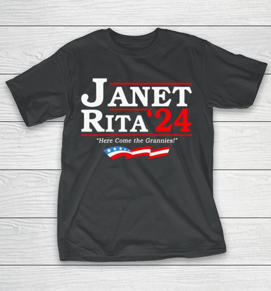 Janet Rita 24 Here Come The Grannies Usa Flag T-Shirt