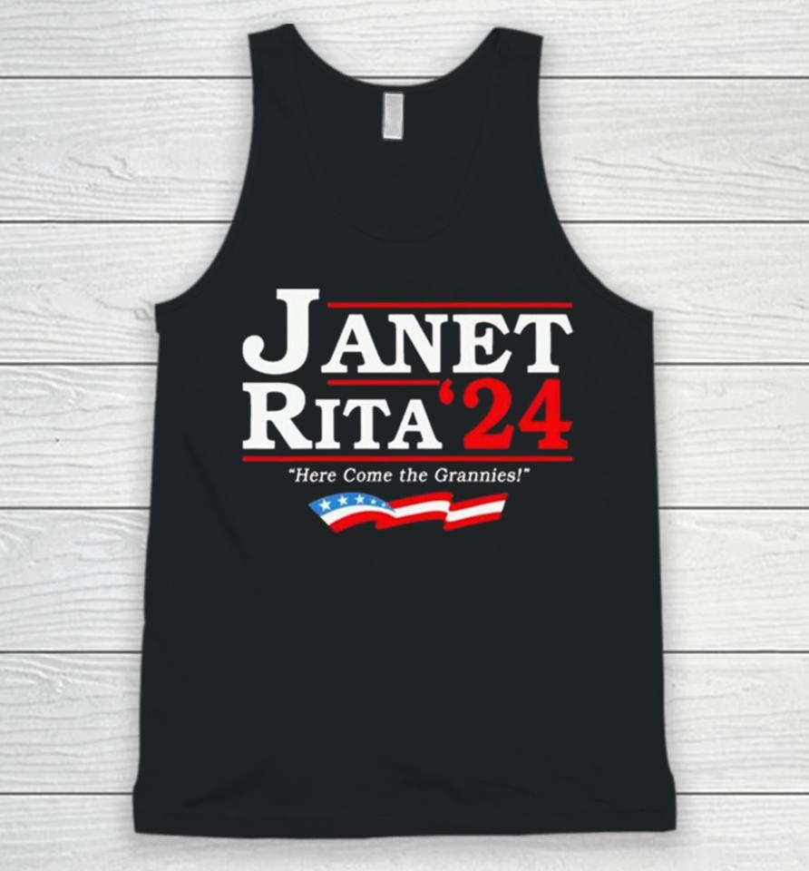 Janet Rita 24 Here Come The Grannies Usa Flag Unisex Tank Top