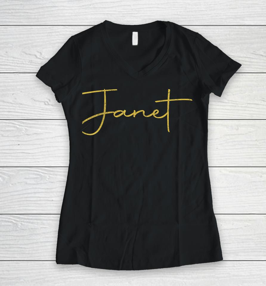 Janet Vintage Retro Women V-Neck T-Shirt