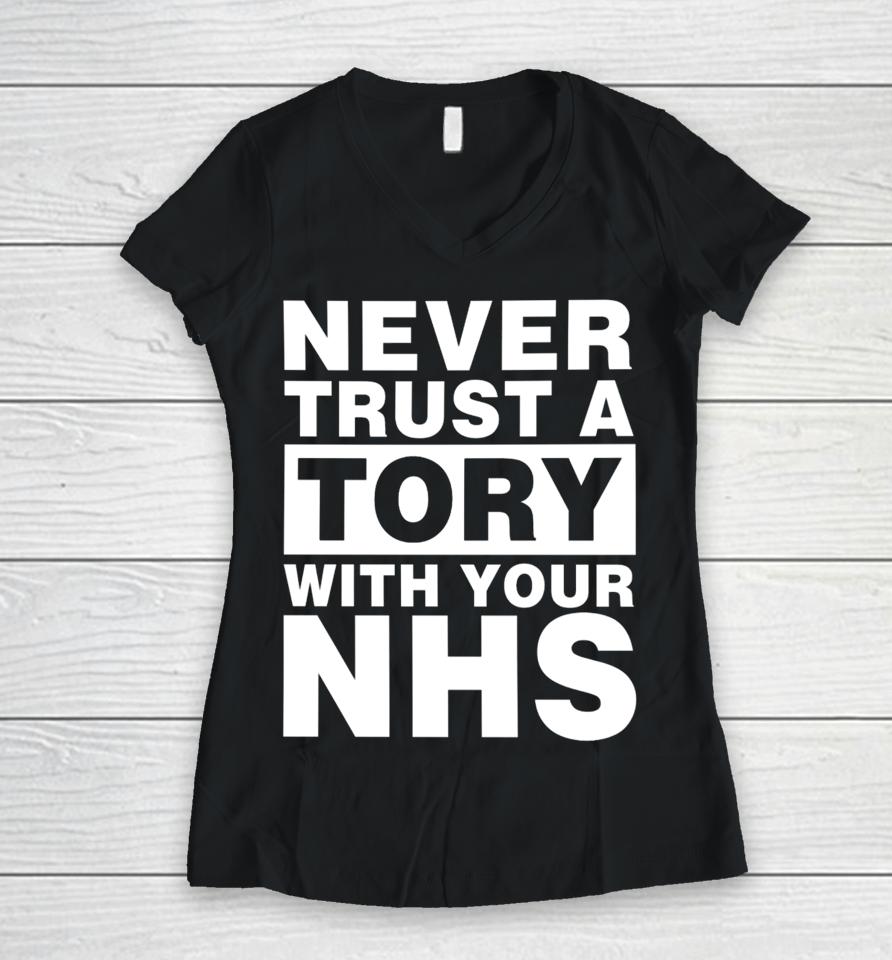 Janey Godley Never Trust A Tory With Your Nhs Women V-Neck T-Shirt