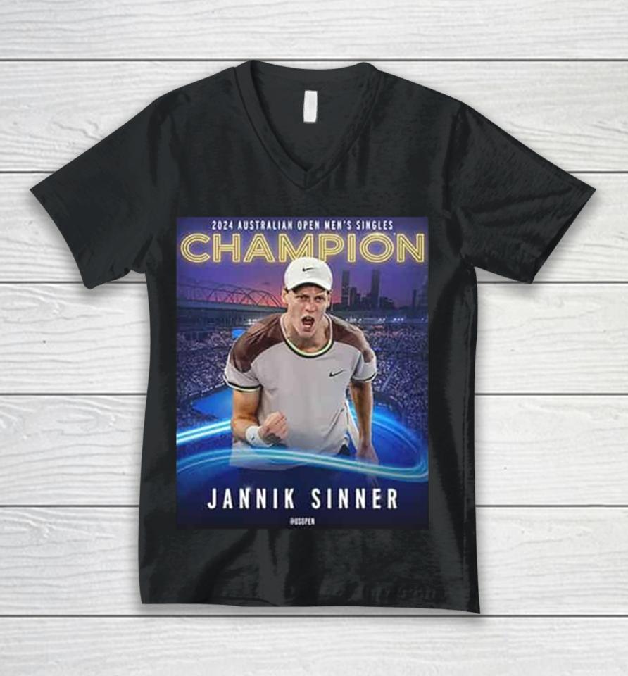 Jannik Sinner Becomes A 2024 Australian Open Men’s Singles Champion Grand Slam Champion 2024 Unisex V-Neck T-Shirt