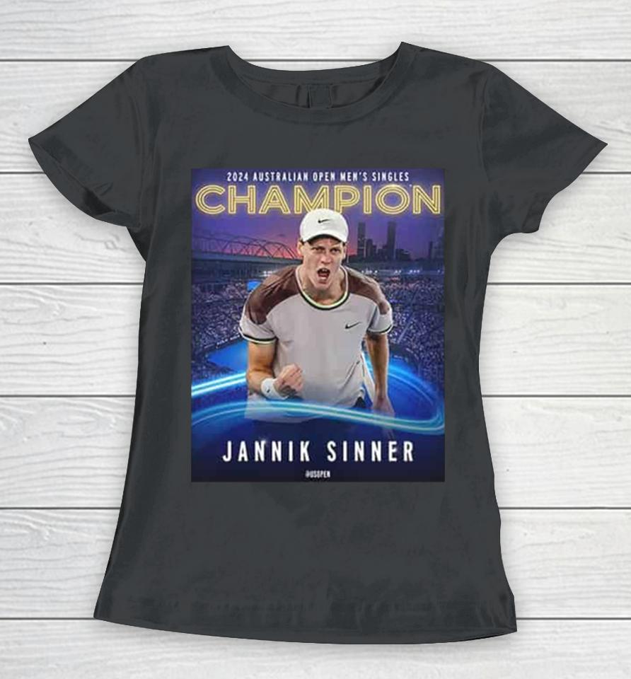 Jannik Sinner Becomes A 2024 Australian Open Men’s Singles Champion Grand Slam Champion 2024 Women T-Shirt