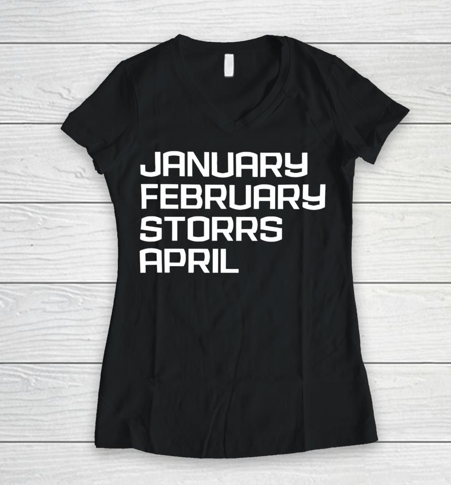 January February Sporrs April Women V-Neck T-Shirt