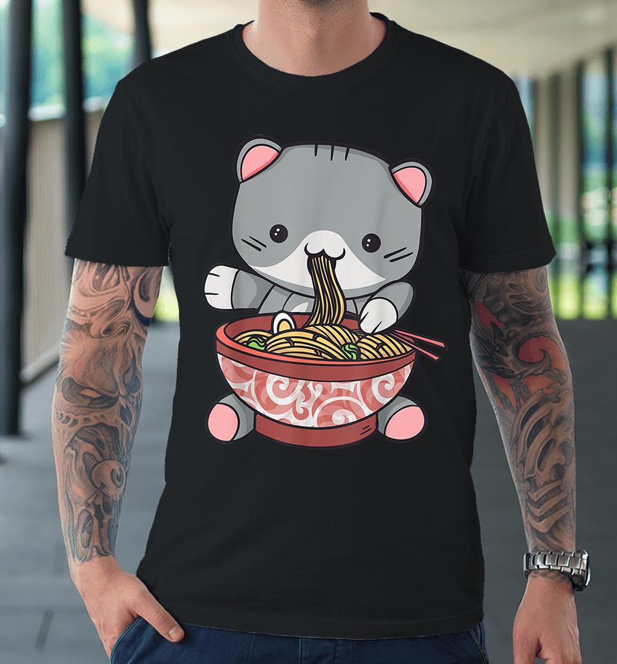 Japanese Kawaii Anime Ramen Cat Premium T-Shirt