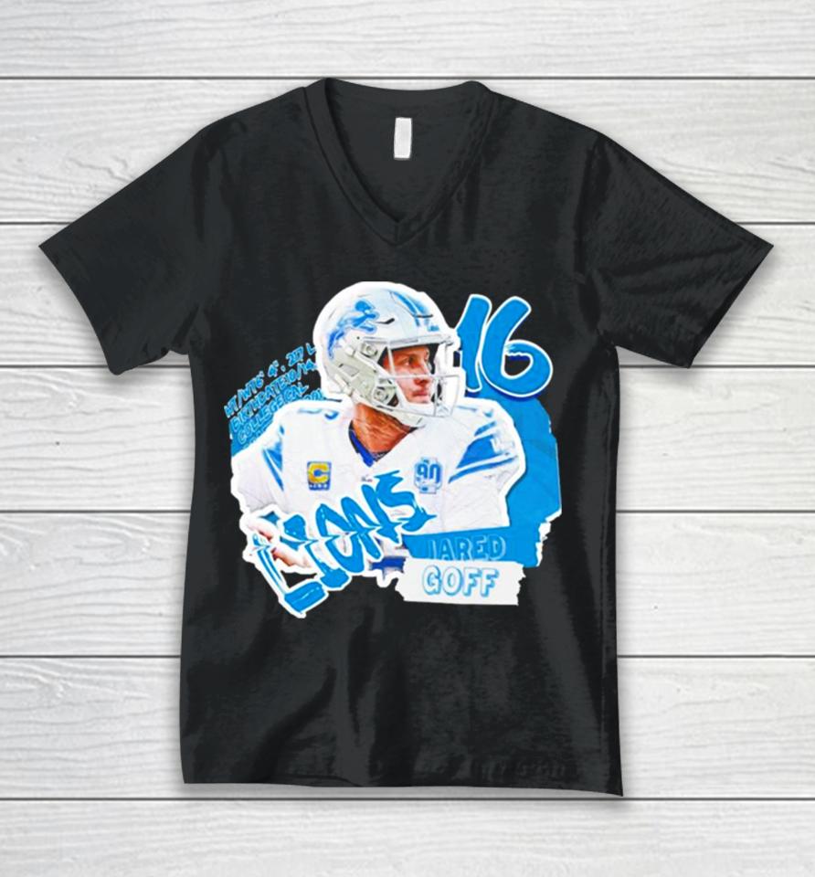 Jared Goff Football Paper Detroit Lions Unisex V-Neck T-Shirt