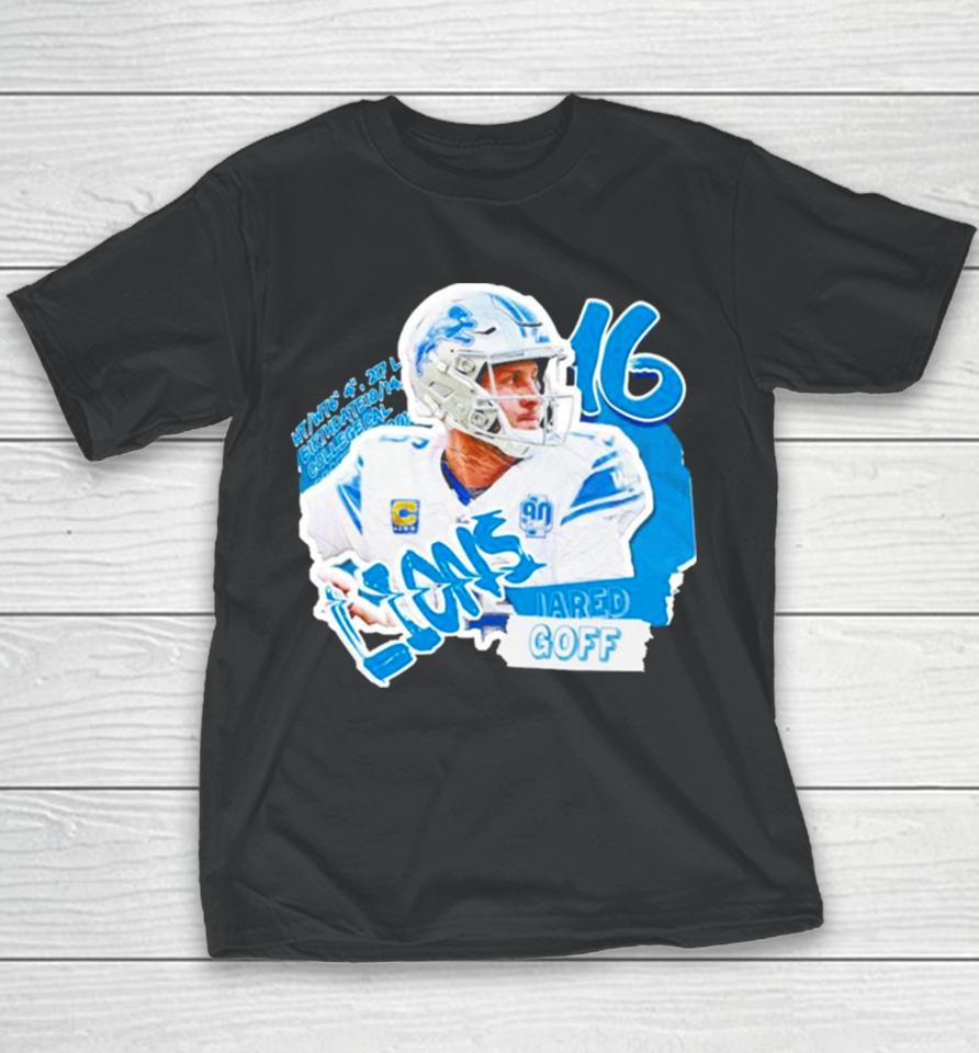 Jared Goff Football Paper Detroit Lions Youth T-Shirt