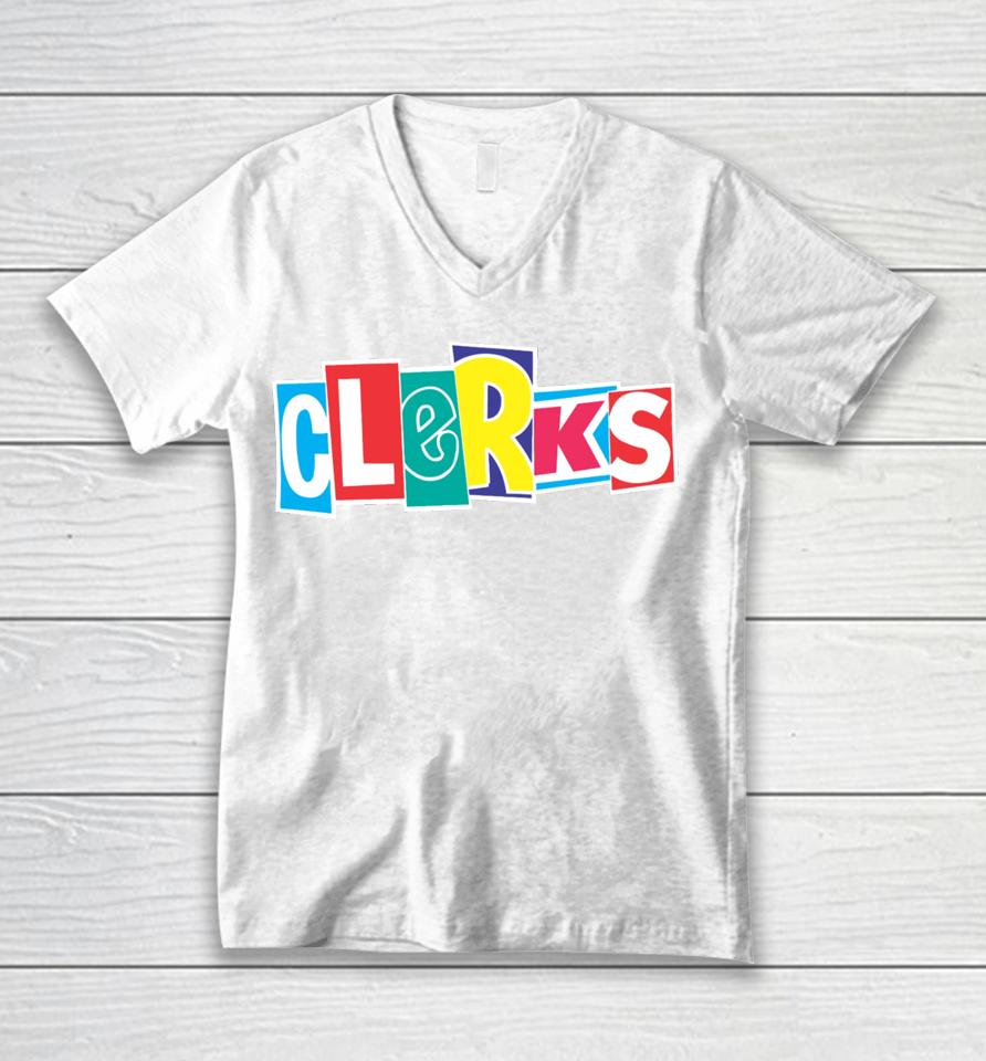Jay And Silent Bob Clerks (Animated) Logo Unisex V-Neck T-Shirt