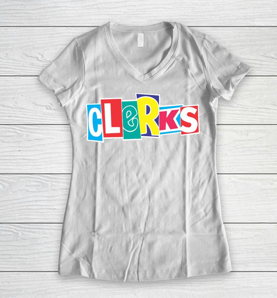 Jay And Silent Bob Clerks (Animated) Logo Women V-Neck T-Shirt