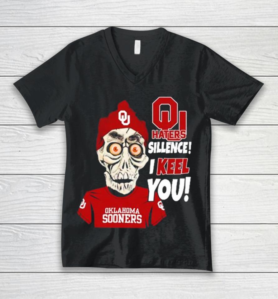 Jeff Dunham Oklahoma Sooners Haters Silence! I Keel You Unisex V-Neck T-Shirt