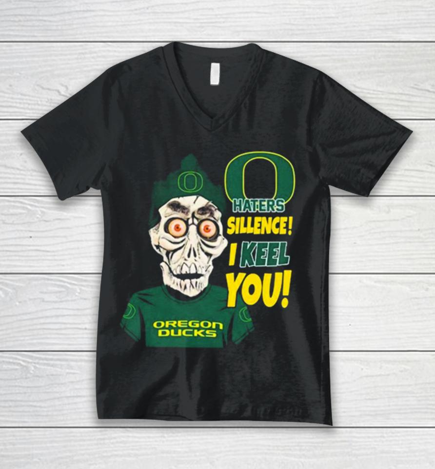 Jeff Dunham Oregon Ducks Haters Silence! I Keel You Unisex V-Neck T-Shirt