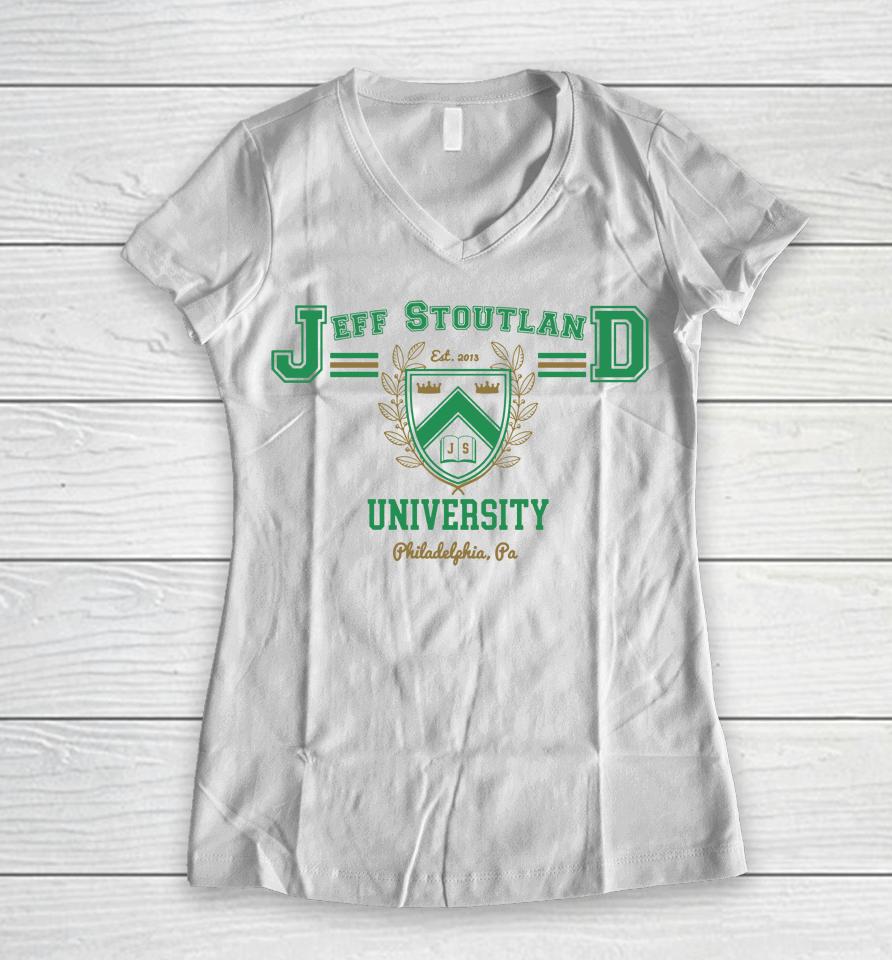 Jeff Stoutland University Women V-Neck T-Shirt