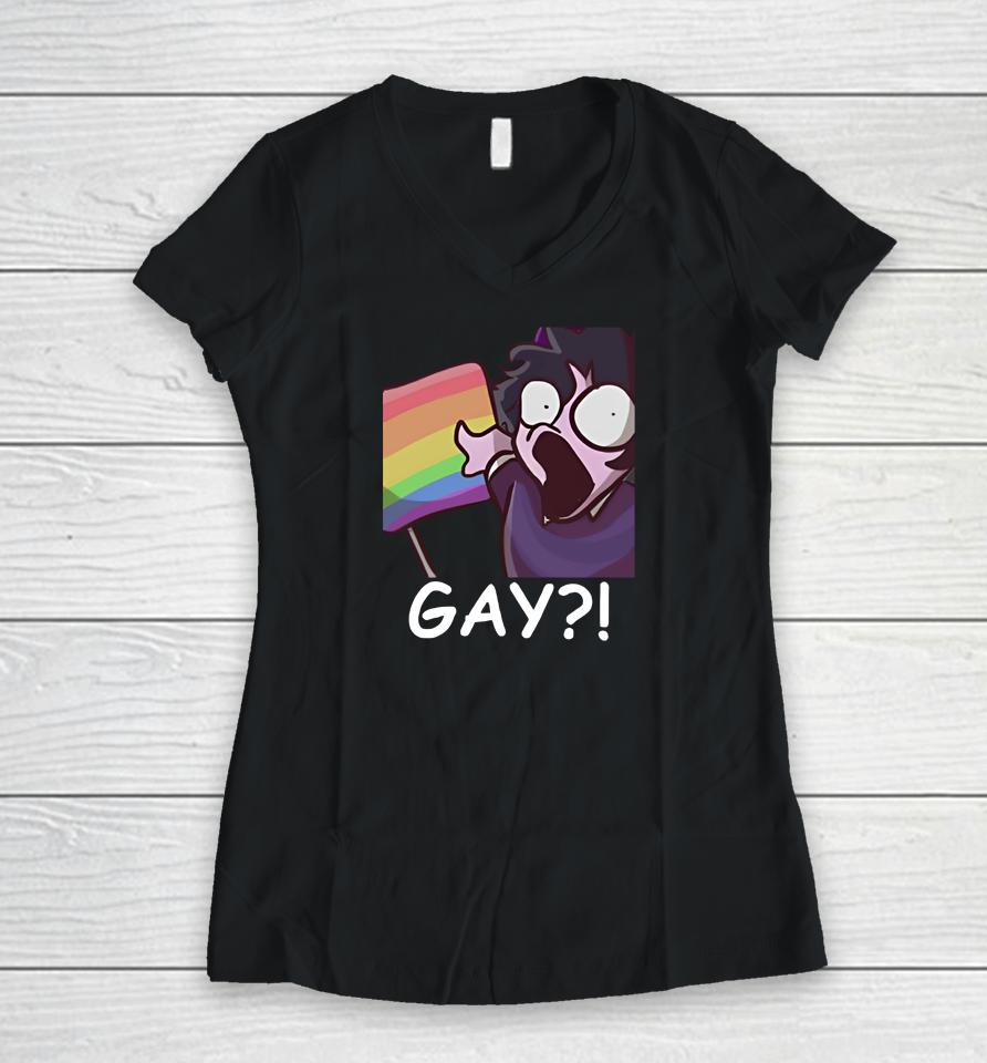 Jellybean Gay Women V-Neck T-Shirt
