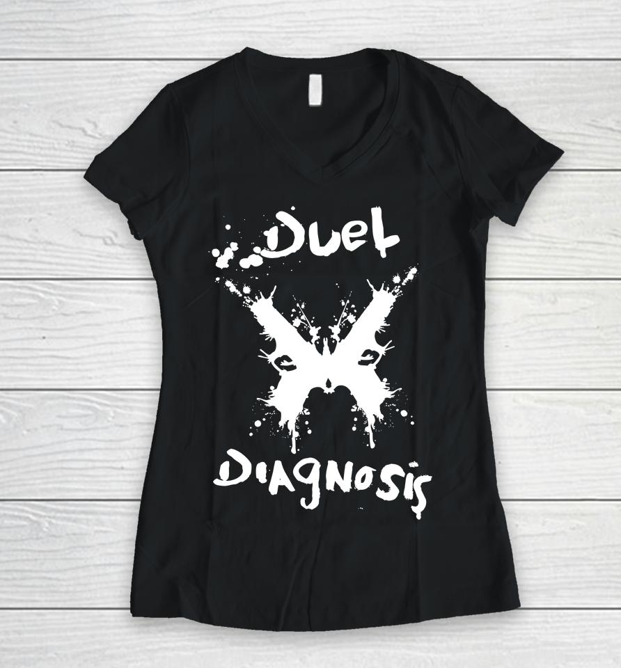 Jeremy Corbell Duel Diagnosis Emblem Women V-Neck T-Shirt