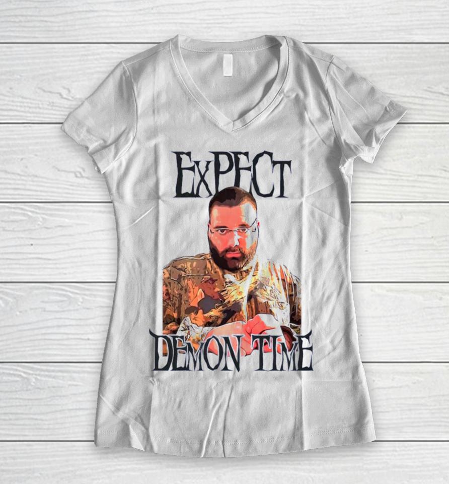 Jersey Jerry Expect Demon Time Women V-Neck T-Shirt