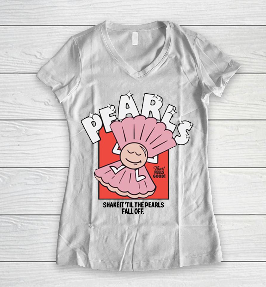 Jessieware Pearls Women V-Neck T-Shirt