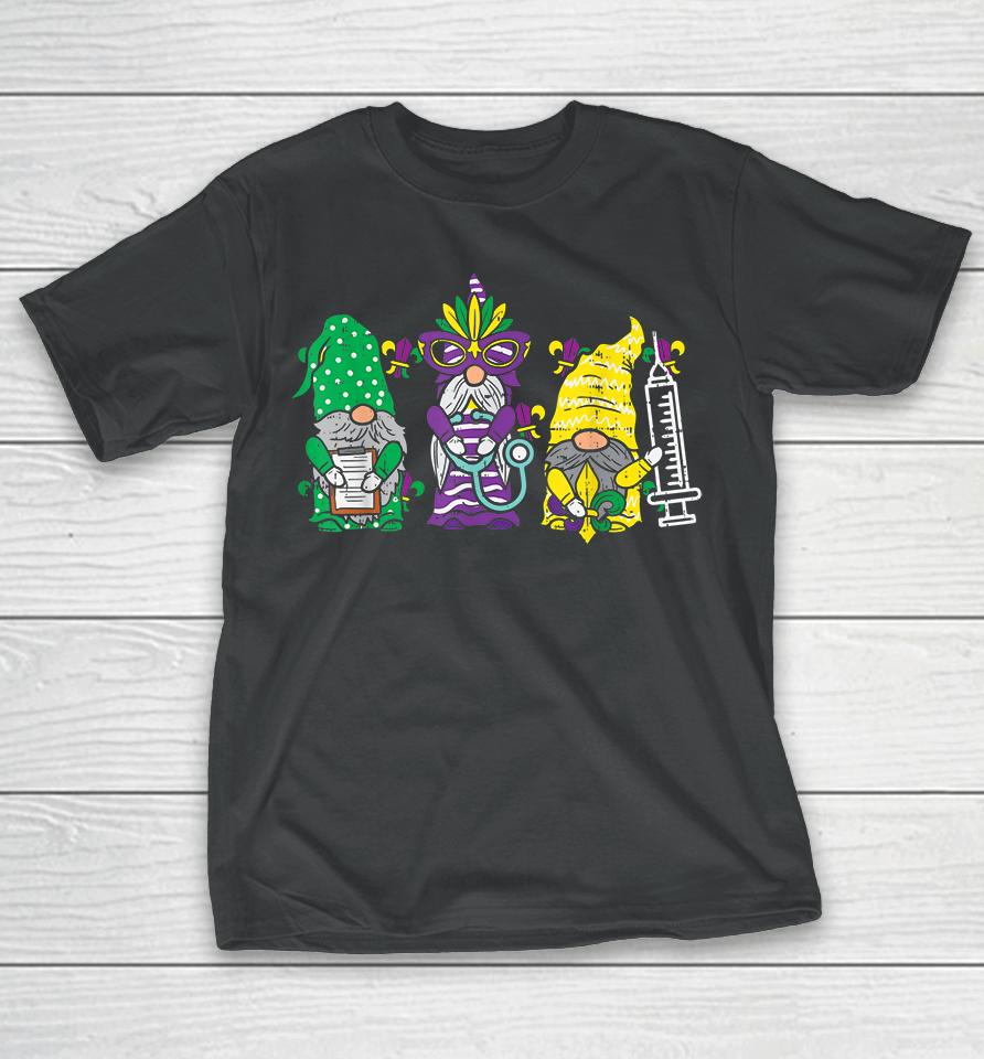 Jester Gnomes Nurse Mardi Gras T-Shirt