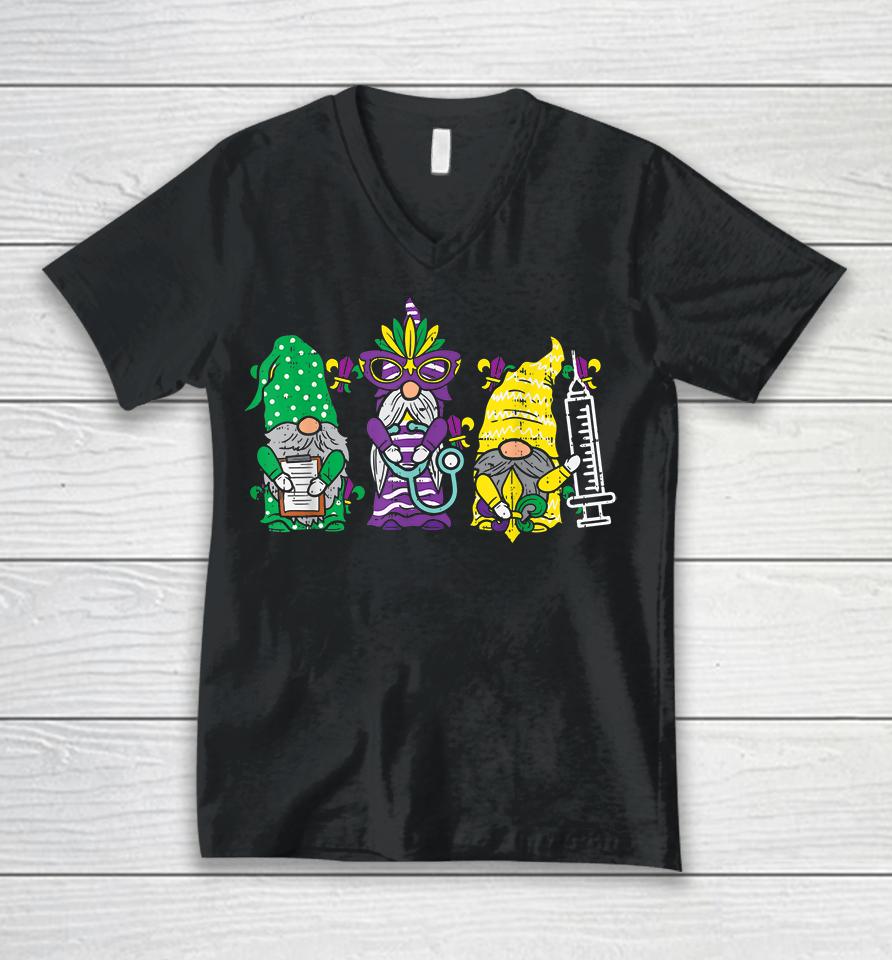 Jester Gnomes Nurse Mardi Gras Unisex V-Neck T-Shirt