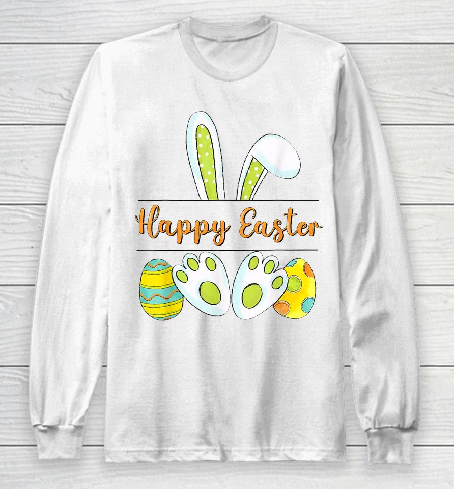 Jesus Floral Happy Easter Bunny Cute Leopard Long Sleeve T-Shirt