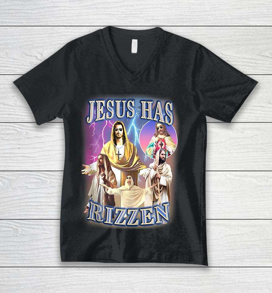 Jesus Has Rizzen Unisex V-Neck T-Shirt
