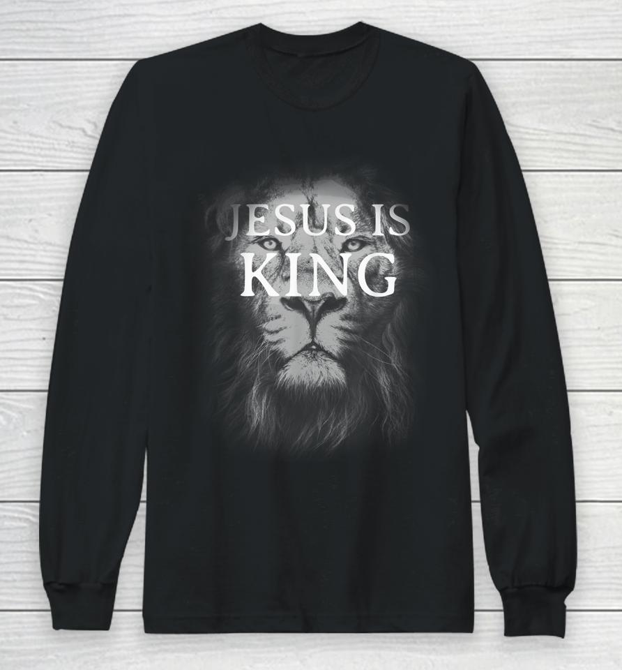 Jesus Is King Lion Christian Long Sleeve T-Shirt