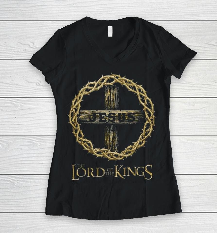 Jesus Lord Of The Kings Women V-Neck T-Shirt