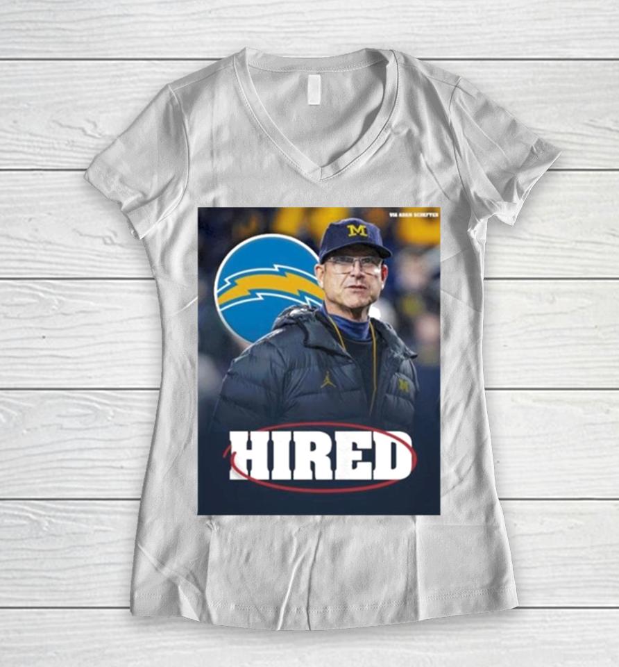 Jim Harbaugh Welcome To Los Angeles Chargers Women V-Neck T-Shirt