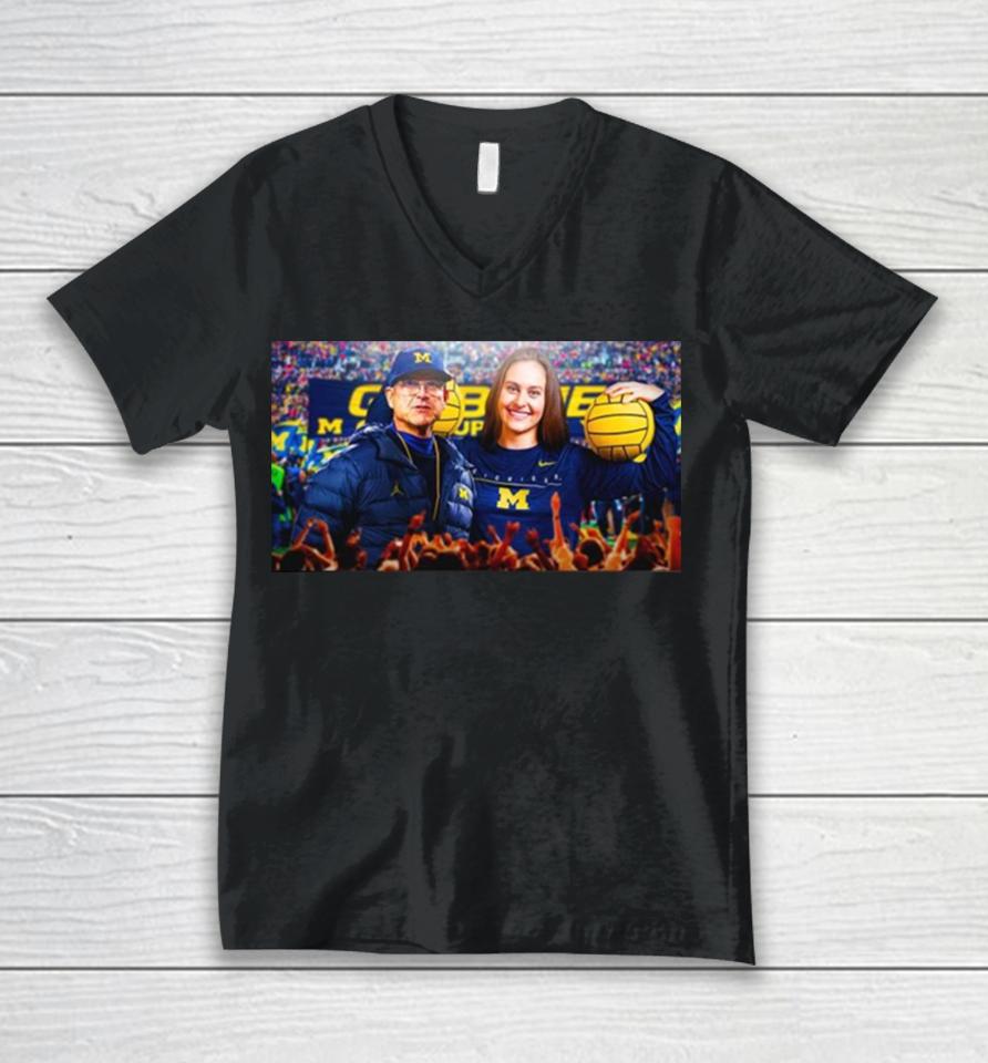 Jim Harbaugh’s Daughter Posts Defense Of Michigan Football Coach Unisex V-Neck T-Shirt