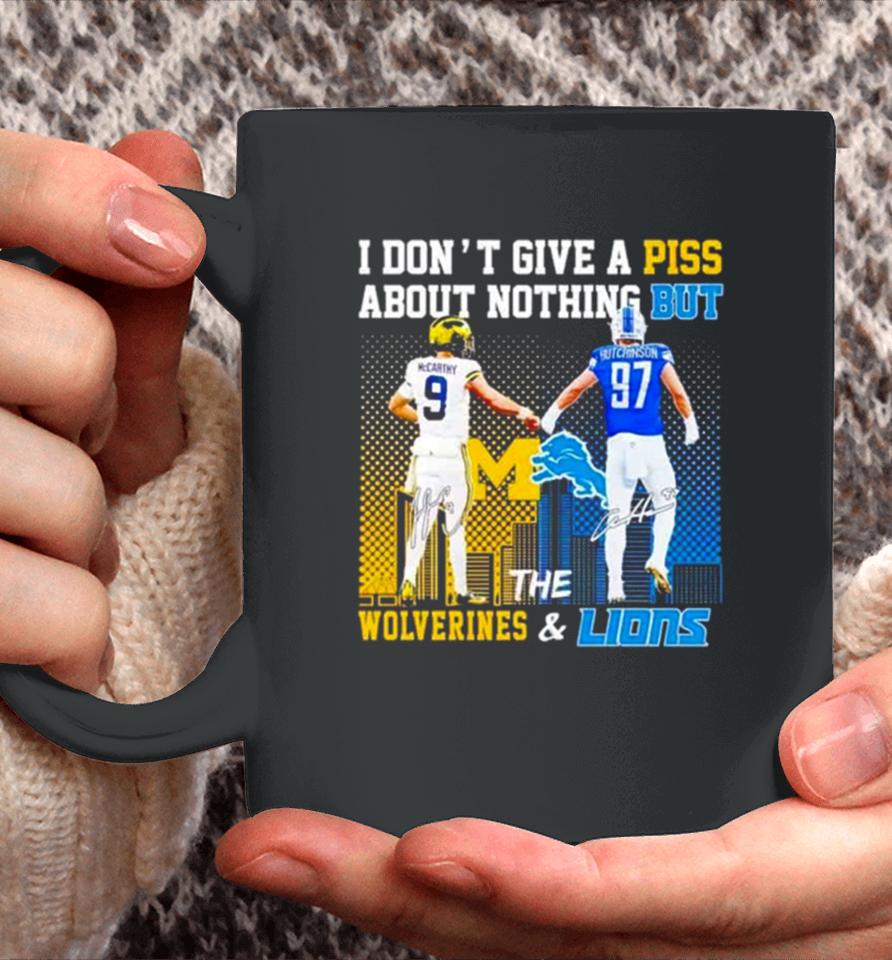 J.j Mccarthy And Aidan Hutchinson I Don’t Give A Piss About Nothing But The Wolverines And Lions Coffee Mug