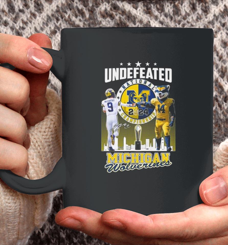 J.j. Mccarthy And Mascot Undefeated National Champions Michigan Wolverines Signature Coffee Mug