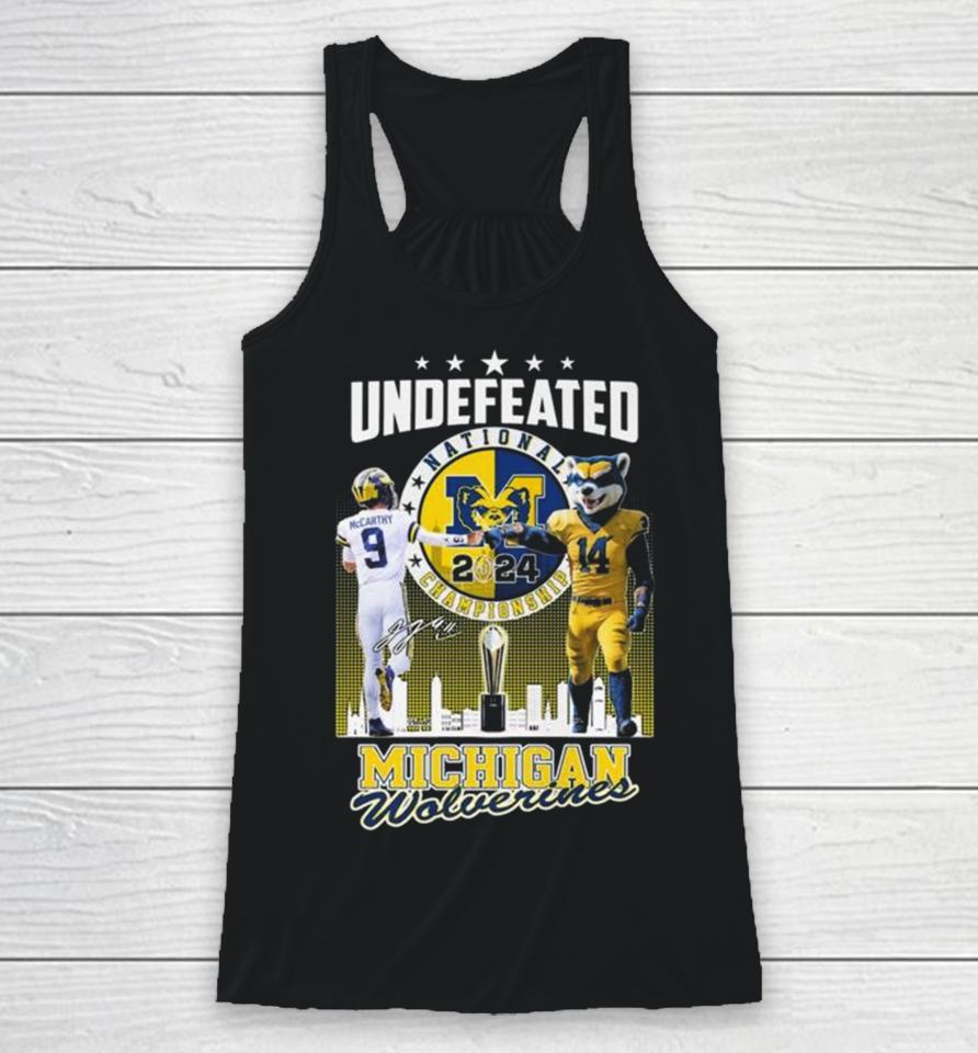 J.j. Mccarthy And Mascot Undefeated National Champions Michigan Wolverines Signature Racerback Tank