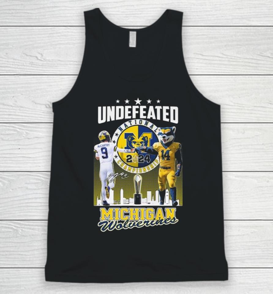 J.j. Mccarthy And Mascot Undefeated National Champions Michigan Wolverines Signature Unisex Tank Top