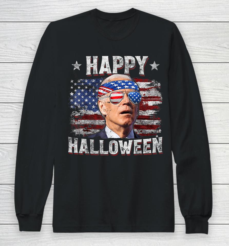 Joe Biden 4Th Of July Shirt Happy Halloween Us American Flag Long Sleeve T-Shirt