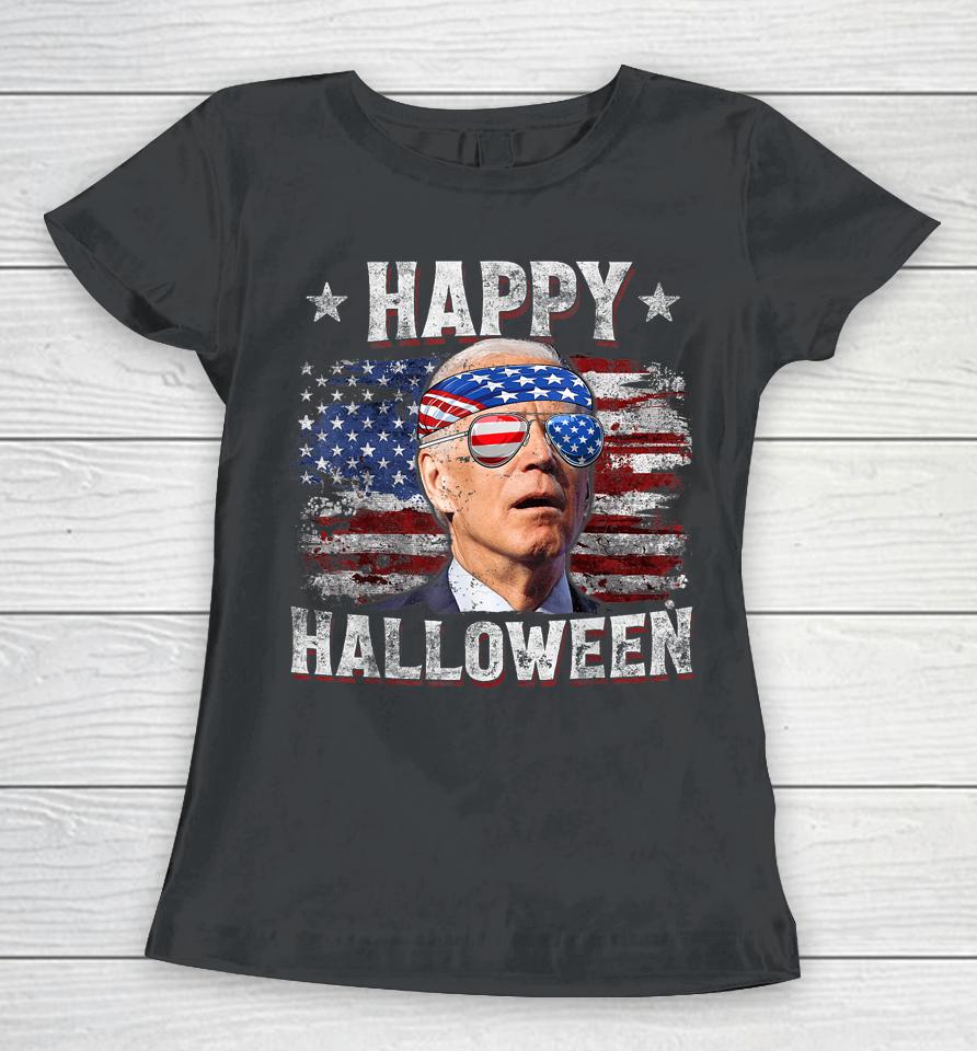 Joe Biden 4Th Of July Shirt Happy Halloween Us American Flag Women T-Shirt