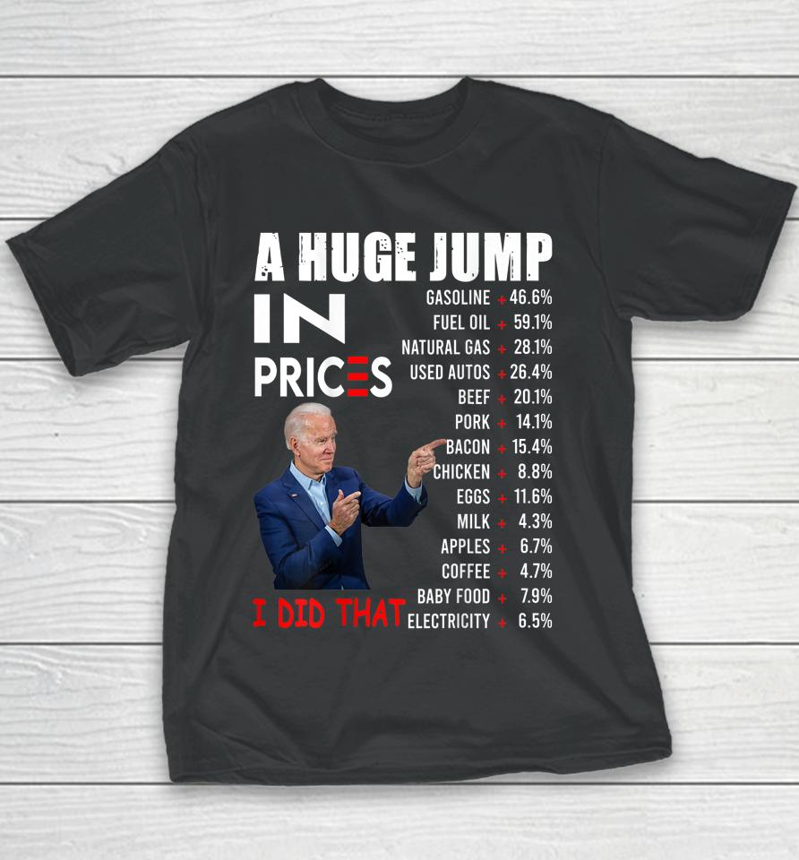 Joe Biden A Huge Jump In Prices I Did That Funny Saying Youth T-Shirt