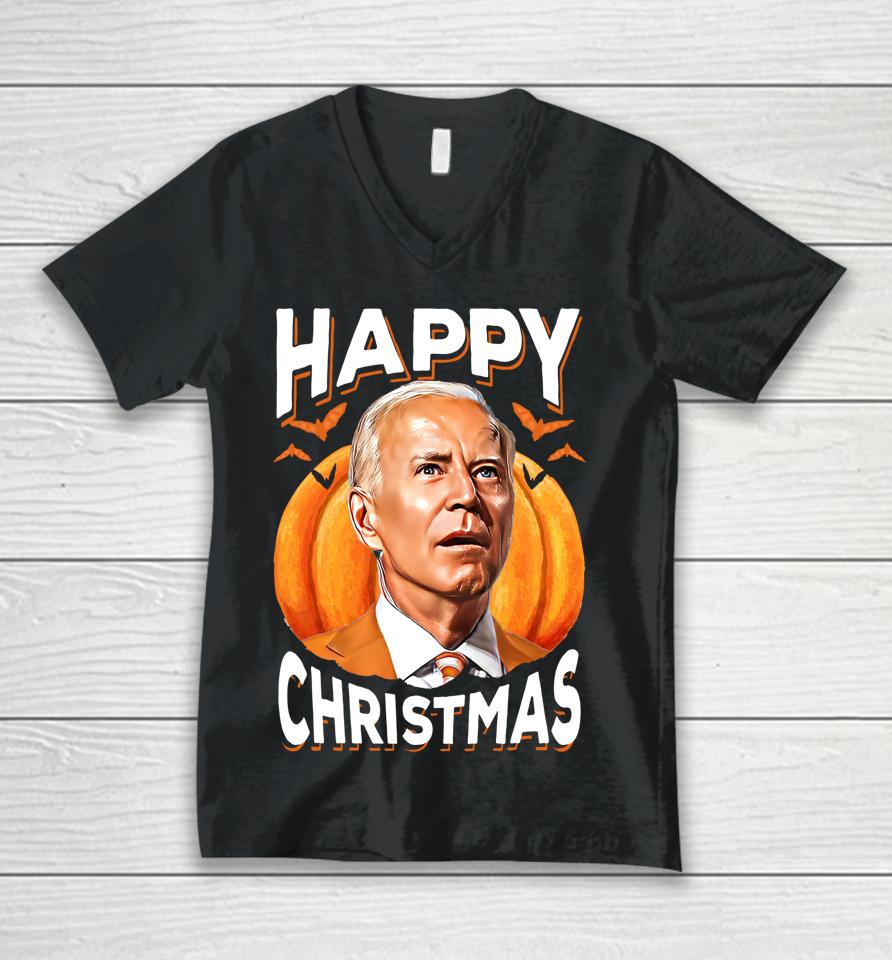 Joe Biden Confused Happy Christmas Funny Halloween Unisex V-Neck T-Shirt