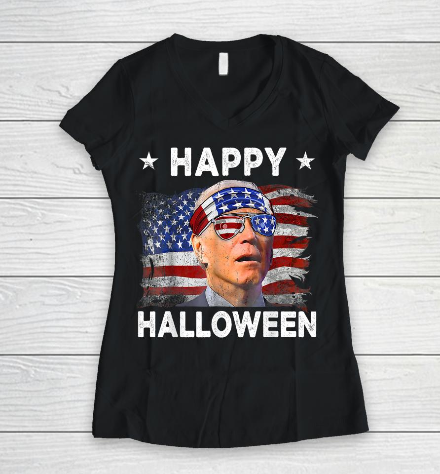 Joe Biden Confused Happy Halloween 4Th Of July Women V-Neck T-Shirt